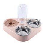 NNEOBA 500ML Dog Bowl Cat Feeder Bowl With Dog Water Bottle Automatic Drinking Pet Bowl Cat Food Bowl Pet Stainless Steel Double 3 Bowl - Image 4